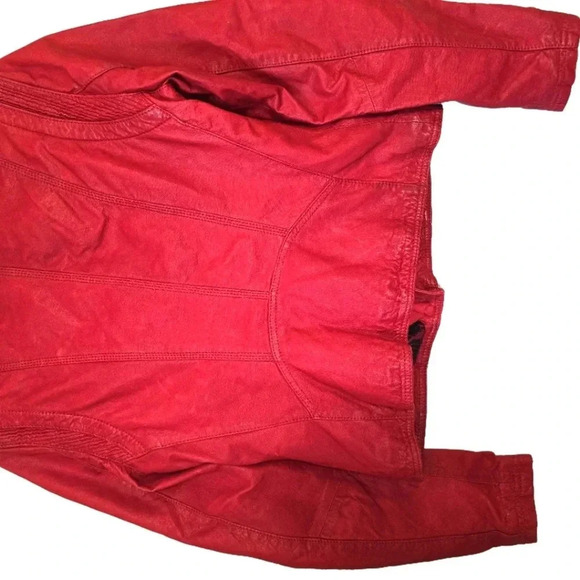 Black river red leather zipper biker motorcycle jacket size M women's - Picture 9 of 13